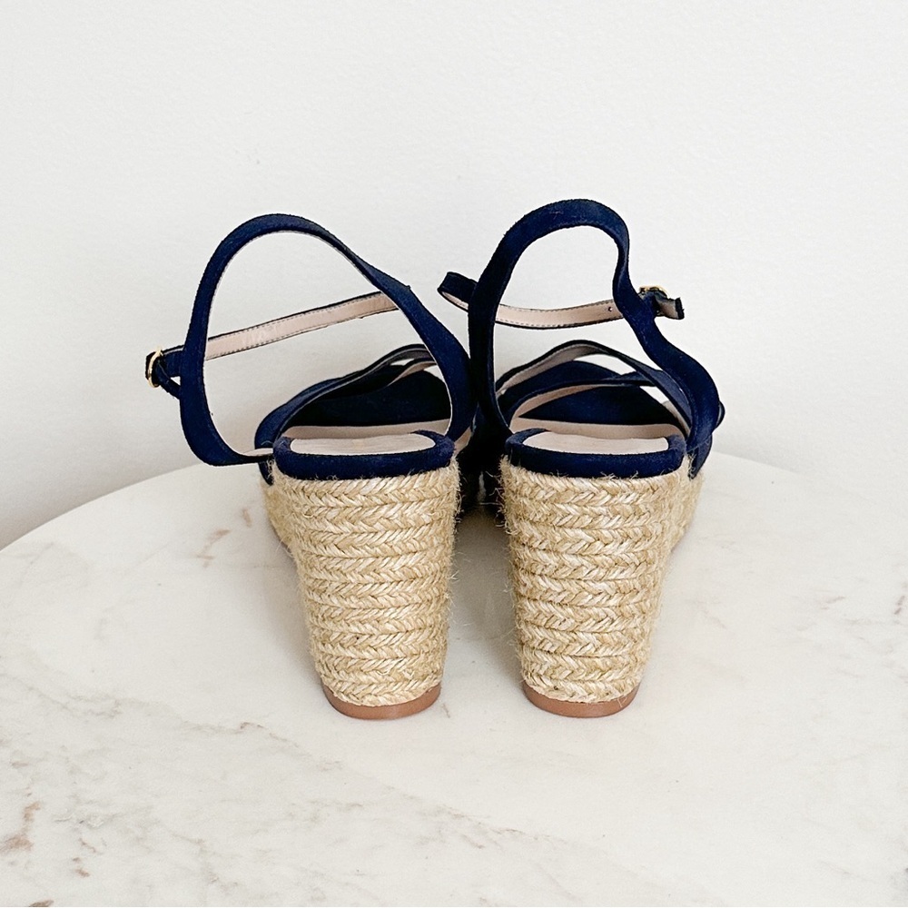 NEW Stuart Weitzman Rosemarie Navy Suede Wedge Espadrille Sandals Size 11.5 - Picture 6 of 8